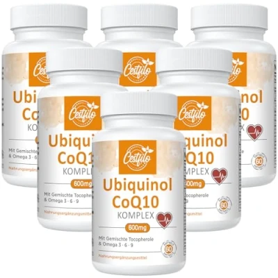 Abbildung von Ubiquinol CoQ10 600 mg Softgelkapseln Aktive Form von Plus Vitamin E &amp; Omega 3 6 9 Fortschrittliches Coenzym Q10 Nahrungsergänzungsmittel (60 Count, Pack of 6)