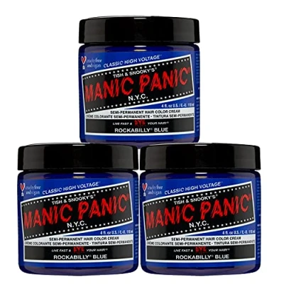 Abbildung von Manic Panic Rockabilly Blue Classic Creme, Vegan, Cruelty Free, Semi Permanent Hair Dye 3 x 118ml