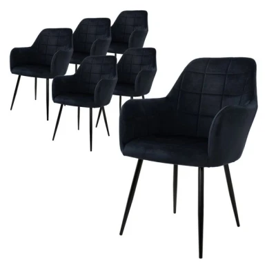 Abbildung von ML DESIGN Stuhl Esszimmerstuhl ergonomisch &amp; gepolstert, Esstischstuhl mit Rückenlehne (6 St), Wohnzimmerstuhl Schwarz Samtbezug Metallbeine Küchenstuhl Polsterstuhl