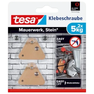 Abbildung von Tesa Klebeschraube dreieckig für Mauerwerk und Stein (5kg) VE=2 Stück