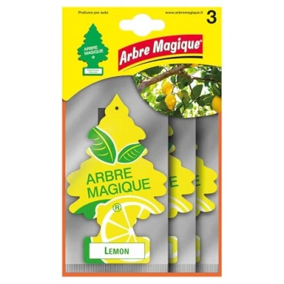 Abbildung von Arbre Magique, Auto Duft, Duft Zitrone, frischer und fruchtiger Lebensdauer bis zu 7 Wochen, Made in Italy, Mehrfachverpackung mit 3 Stück
