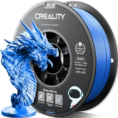 Abbildung von Creality PETG Filament 1.75mm, Hohe Präzision, Starke Zähigkeit, Geruchlos, Besserer Fluss, 1kg 3D Drucker Filament, 1.75mm Maßgenauigkeit +/ 0.03mm, Blau