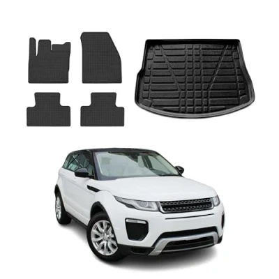 Abbildung von OMAC Fußmatten &amp; Kofferraumwanne Set kompatibel mit Range Rover Evoque 2012 2024 Gummi TPE 5X