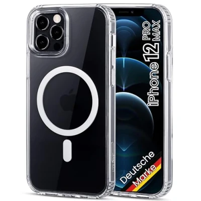 Abbildung von JProtect Magnetische Handyhülle für iPhone 12 Pro Max MagSafe Hülle/iPhone Hülle Transparent/Apple Magnet/Hülle Magnetisch
