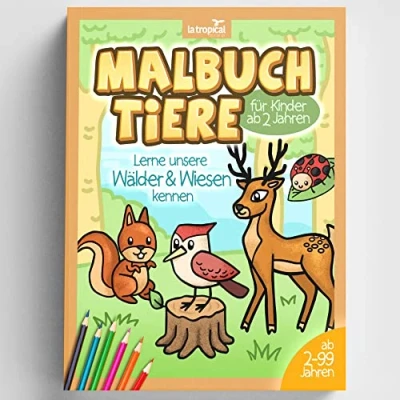 Abbildung von Malbuch Tiere für Kinder ab 2 Jahren: Lerne unsere Wälder und Wiesen kennen mit Expertenwissen Fakten zu jedem Tier. Liebevoll gestaltete Motive ... zum Malen fu¿r Ma¿dchen Jungen.