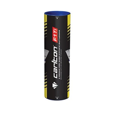 Abbildung von Carlton Premium Badmintonball F1 TI Weiß Blau, mittelschnell (77 Grains), für Turnier und Vereinsspieler (1x6er Dose)