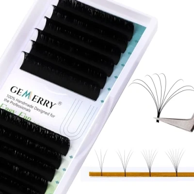 Abbildung von Wimpernverlängerung Volumen Wimpern Volumentechnik Fächer bilden 2D 3D 5D 8D 10D 0,07mm c curl Einzelgröße 13mm Russian Einzeln Fake Lashes Professional von GEMERRY (0.07 13mm)