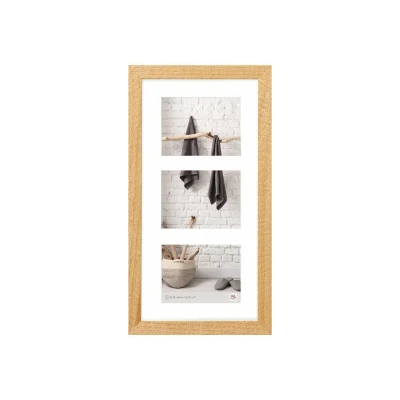 Abbildung von walther design Bilderrahmen natur 3x 13x18 cm Galerie mit Passepartout, Home Holzrahmen HO338H
