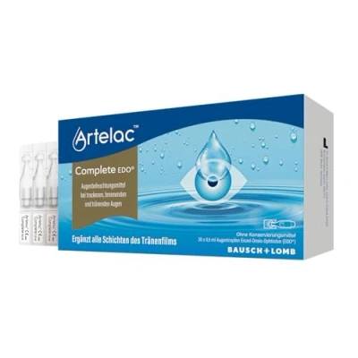 Abbildung von Artelac Complete EDO Augentropfen: Augentropfenlösung mit einem dreifachen Wirkprinzip (Lipiden, Hyaluronsäure &amp; Carbomer) bei trockenen Augen, in praktischen Ophtiolen, 30 x 0,5 ml