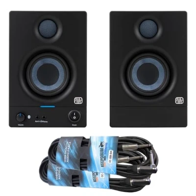 Abbildung von PreSonus Eris 3.5 BT II Generation Aktive Bluetooth Studio Monitor Boxen Lautsprecher 2 Gen + 2X keepdrum Klinkenkabel