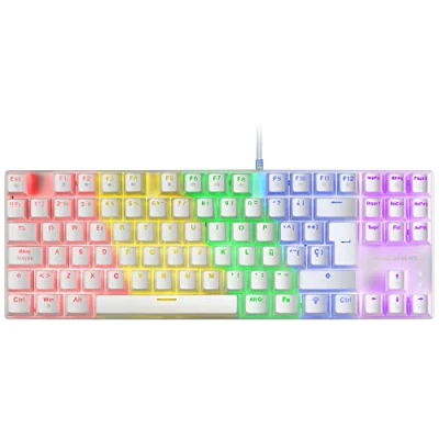 Abbildung von MARSGAMING MK80 Weiß, Mechanische Gaming Tastatur TKL FRGB, Antighosting, Switch Mechanischer Blau, Spanisch Sprache