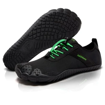 Abbildung von IceUnicorn Barfuss Schuhe Damen Walkingschuhe Barfußschuhe Herren Anfänger Bequeme Atmungsaktiv Gesunde (Schwarz, 45EU)