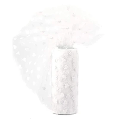 Abbildung von Creativery Stoff, Tüll Stoff Rolle 9m x 15cm Samt Herzen