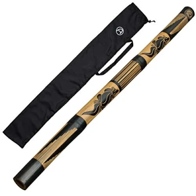 Abbildung von Australian Treasures Leicht spielbares Bambus Didgeridoo für Einsteiger Mit handgeschnitzten Eidechsen Muster und Nylon Tasche