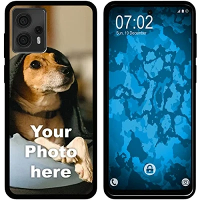 Abbildung von PhoneNatic personalisierte Handyhülle für Moto G23 Custom Case in Schwarz zum selbst gestalten mit eigenem Foto Bild Text individuell