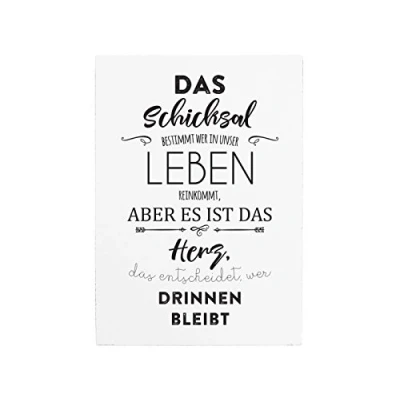 Abbildung von Interluxe 42x30cm Shabby Holzschild DAS SCHICKSAL BESTIMMT Liebe Beziehung Spruch Herz