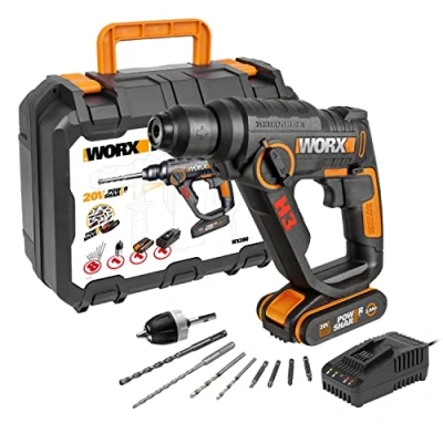 Abbildung von Worx Akku Bohrhammer &quot;WX390&quot;, (Set), 3 In 1, pneumatisches Hammerwerk, inkl. &amp; Ladegerät
