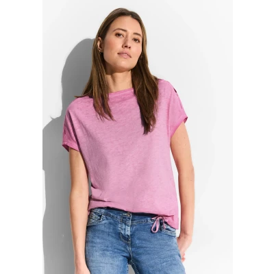 Abbildung von Cecil Flammgarn Tshirt basic, Damen, Größe: Small, Pink