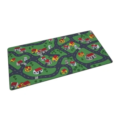 Abbildung von KRUX Space City MAX, Schreibtischunterlage, Gaming mousepad, 600x1200 mm, Starke Nähte, Design inspiriert durch ikonische Teppiche, Thema City, Hergestellt aus einem wasserabweisenden Material,KRXG002