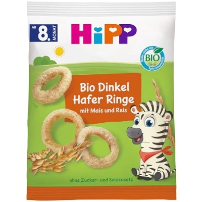 Abbildung von HiPP Bio Knabberprodukte Dinkel Hafer Ringe, 7er Pack (7 x 30 g)