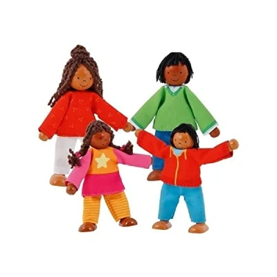 Abbildung von goki Biegepuppe Biegepuppen Schwarze Familie (Spar Set, 4 tlg), voll bewegliche