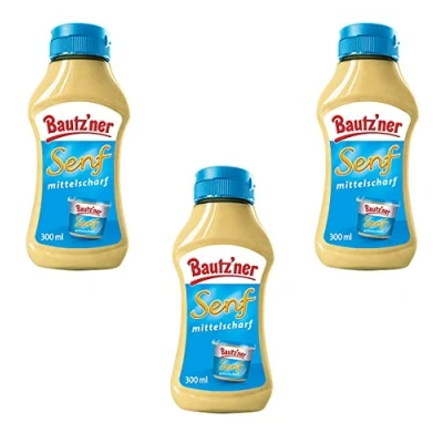 Abbildung von Bautzner Senf mittelscharf 3er Set (3x300ml) 900ml in Squeeze Flasche
