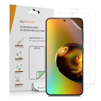 Abbildung von kwmobile 3X Displayschutzfolie kompatibel mit Samsung Galaxy S24 FE Folie klare Schutzfolien Set in transparent