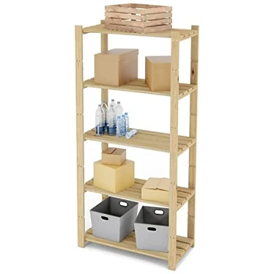 Abbildung von Len Mar.de HOLZREGAL B 24 5 BÖDEN BÜCHERREGAL MASSIVHOLZREGAL KELLERREGAL BÜROREGAL 170x80x40 cm