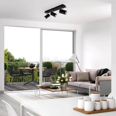 Abbildung von Briloner Leuchten LED Deckenspots 2857035 Run, ohne Leuchtmittel, Warmweiß, Deckenlampe, 45x8x12,3cm, Schwarz, max.40W, GU10, Wohnzimmer, Flur