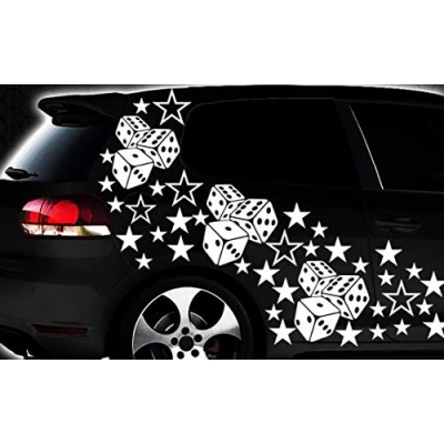 Abbildung von HR WERBEDESIGN 93 teiliges Sterne Würfel Cube Star Auto Aufkleber Tuning WANDTATTOO Blumen x