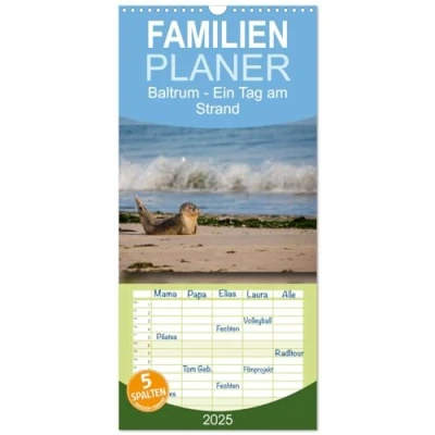 Abbildung von Familienplaner 2025 Baltrum Ein Tag am Strand mit 5 Spalten (Wandkalender, 21 cm x 45 cm), CALVENDO
