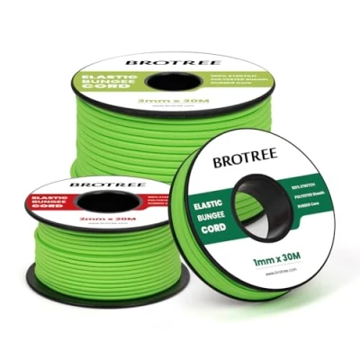 Abbildung von Brotree Gummischnur Gummikordel 3mm x 20m Elastische Faden Gummiseil Expanderseil für DIY, Handwerk, Schmuck, Armbänd, Halsketten, Zelt, Rucksack Neongrün