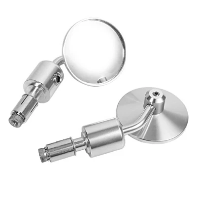 Abbildung von Keenso Motorrad Rückspiegel, 1 Paar 7/8 Zoll Lenker Universal Einstellbare Aluminiumlegierung Runde Lenkerende Rückspiegel (Silber)