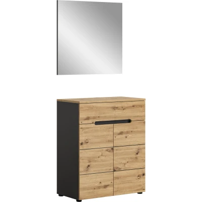 Abbildung von INOSIGN Garderoben Set &quot;Garderobenkombination Rehat, Breite 80cm,in Basalt grau/Artisan Eiche&quot;, (2 St.), Flurmöbel, Dielenmöbel, Kombination, Diele, Garderobe, Garderobenmöbel