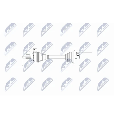 Abbildung von NTY NPW RE 013 Antriebswelle Vorderachse, Vorderachse links Schaltgetriebe 5 Gang, RENAULT: Kangoo I, CLIO 2, I Rapid