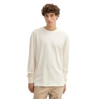 Abbildung von TOM Tailor Denim MIT Struktur Langarmshirt, Herren, Größe: Large, Wool white