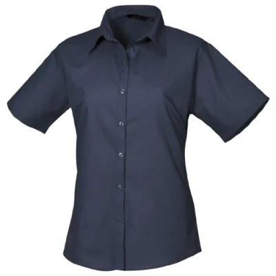 Abbildung von Premier Damen Kurzarm Popeline Bluse / Arbeitshemd (Marineblau)