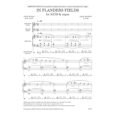 Abbildung von In Flanders Fields: gemischter Chor (SATB) und Orgel. Chorpartitur.