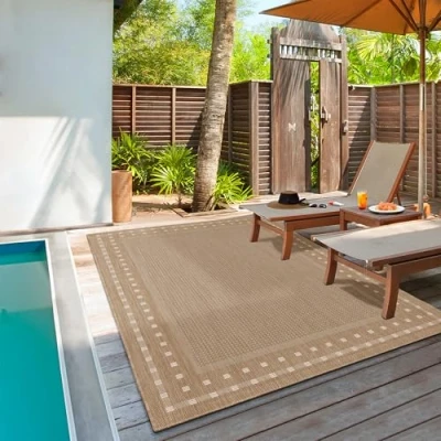 Abbildung von Outdoorteppich the carpet Mistra robuster Outdoor Teppich, carpet, Rechteck, wetterfest, UV Beständig, Balkon, Terrasse, Wohnzimmer, Flachgebwebe