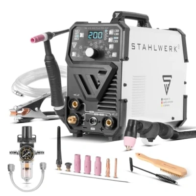 Abbildung von STAHLWERK Inverterschweißgerät 4 in 1 Kombi Schweißgerät DC WIG 200 Puls Pro CUT, 10 A, Packung, digitaler A