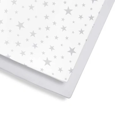 Abbildung von Snüz Spannbettlaken Baby Stars (2 er Set) mit Stern Design,für Matratzengröße bis 140 x 70 cm, aus Atmungsaktiver Weicher Jersey Baumwolle, für die Meisten Kinderbetten Geeignet