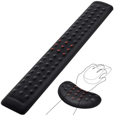 Abbildung von Gimars Handballenauflage Tastatur mit Holpriger Massagepunkt, Ergonomisch Gelkissen Memory Foam Maus Handauflage, Gaming Zubehör für PC Laptop Büro Tippen Schmerzlinderung Keyboard Wrist Rest