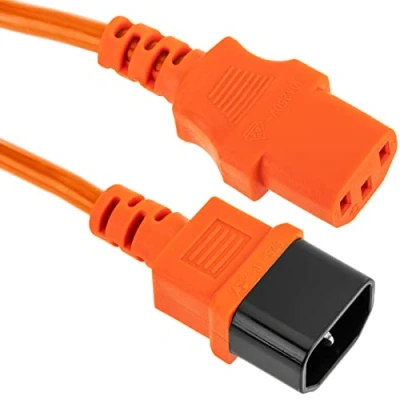 Abbildung von BeMatik Netzkabel IEC60320 C13 auf C14 orange 3m