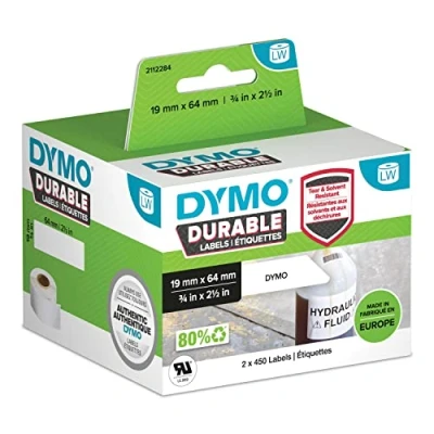 Abbildung von Dymo Durable 2112284 Etikett Schwarz auf Weiß (19 mm x 64 mm)