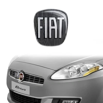 Abbildung von Fiat 14187B 3D Aufkleber Logo Bravo, Vorne, Schwarz, 75 x 69 mm