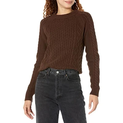 Abbildung von Amazon Essentials Damen Pullover mit Zopfmuster, Espresso, XL