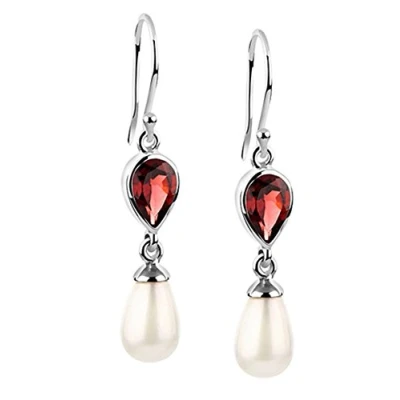 Abbildung von Elli Paar Ohrhänger Ohrringe Schmuck Geschenk, 222348 050, mit Granat Muschelkernperle (synth)