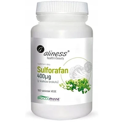 Abbildung von Aliness Sulforaphan 400 µg aus Brokkoli Sprossen, Zuckerkrankheit, Nahrungsergänzungsmittel, 100 Tabletten