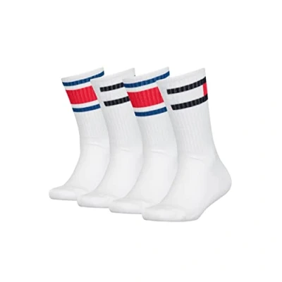 Abbildung von Tommy Hilfiger KIDS FLAG 4 PACK Unisex Socken für Kinder, Größe: 39 42, White