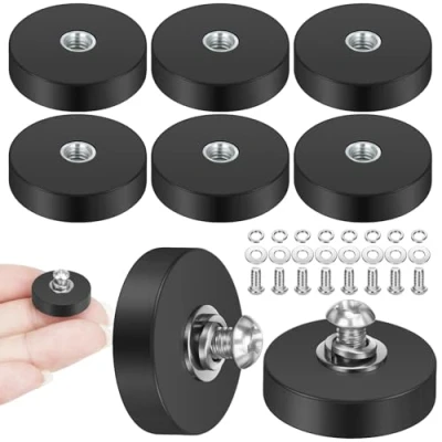 Abbildung von 8 Stück Magnet Gummiert, 22mm Neodym Gummiert mit M4 Flacher Faden, Extra Stark 5,5kg Haftkraft, Magnete Anti Rutsch Starke für Lichtleisten, Fahrzeuge
